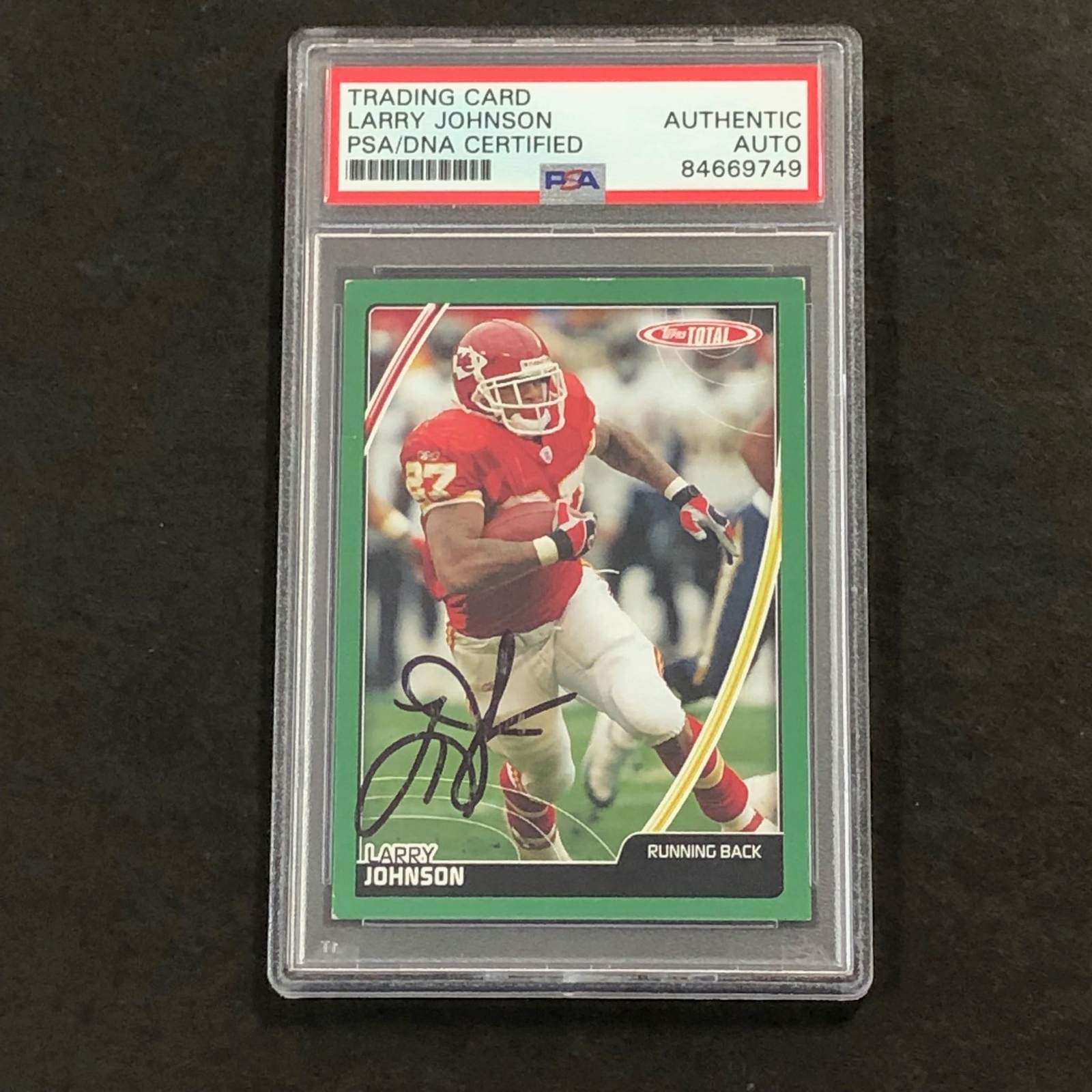 2007 Topps Total #308 Larry Johnson signed Card Slabbed PSA/DNA Kansas City Chie