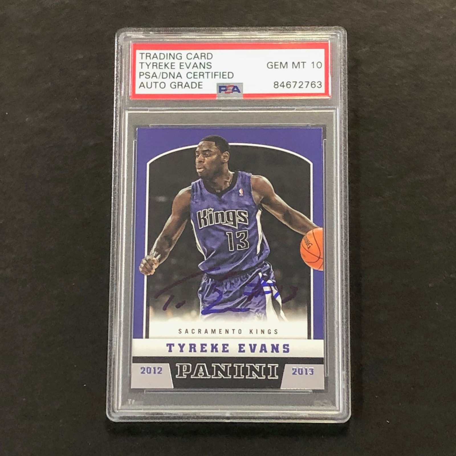 2012-13 Panini Basketball #168 Tyreke Evans Signed Card AUTO 10 PSA Slabbed King