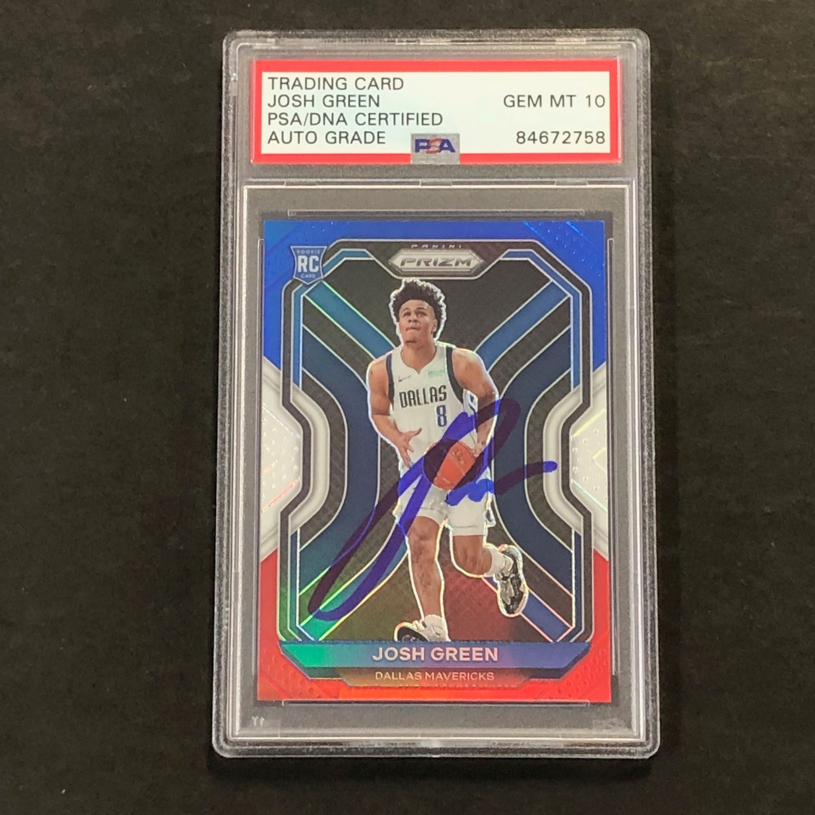 2020-21 Panini Prizm Red White Blue #274 Josh Green Signed Card AUTO 10 PSA Slab