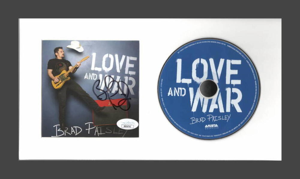 BRAD PAISLEY SIGNED AUTOGRAPH LOVE & WAR FRAMED CD DISPLAY - READY TO HANG! JSA