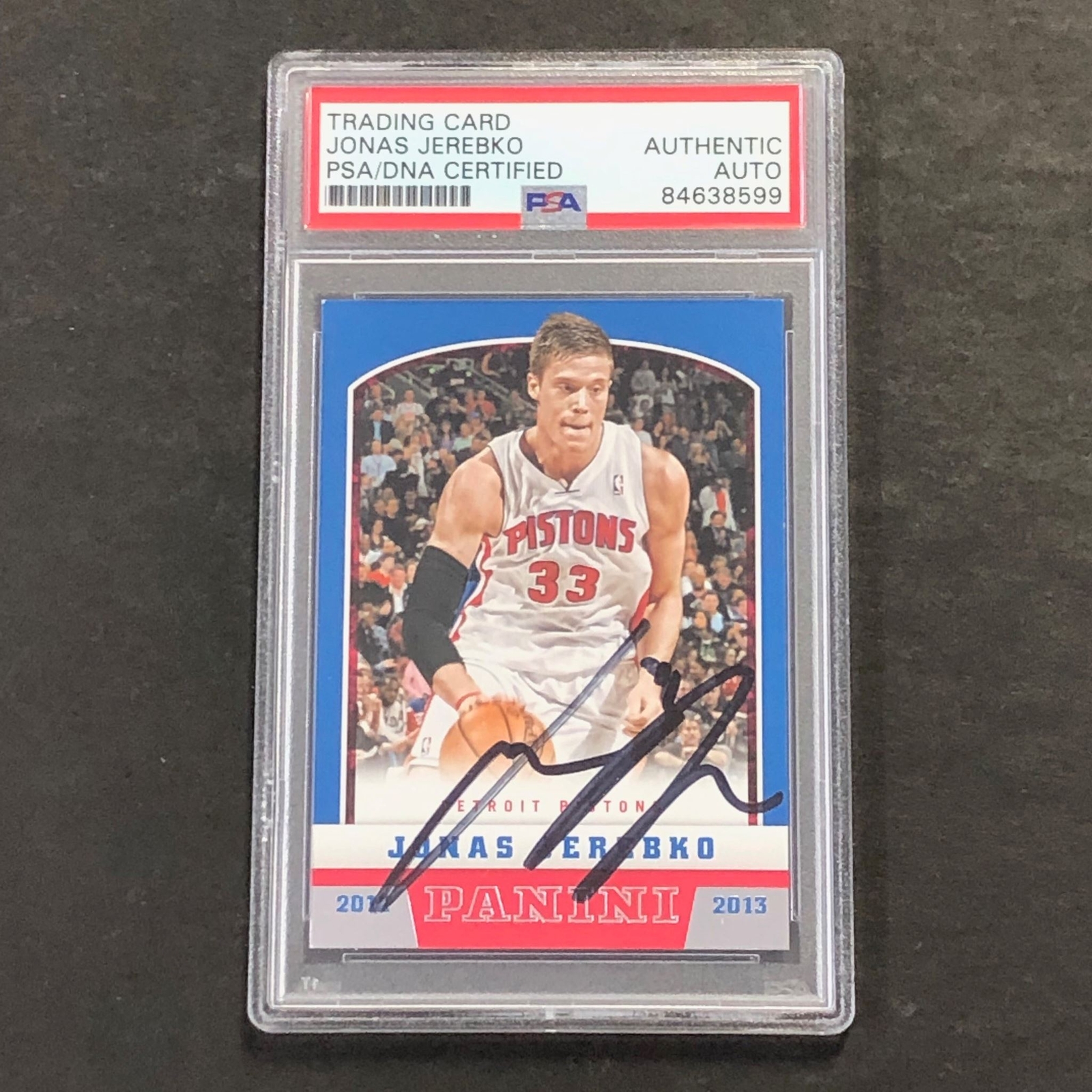 2012-13 Panini #86 Jonas Jerebko Signed Card AUTO PSA Slabbed Pistons