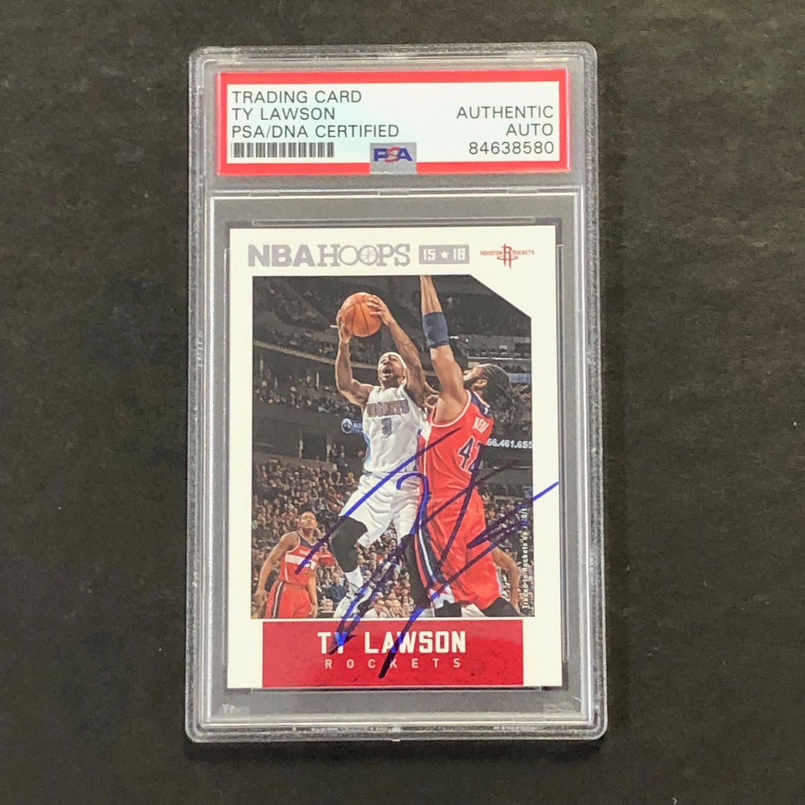 2015-16 NBA Hoops #170 Ty Lawson Signed Card AUTO PSA Slabbed Rockets