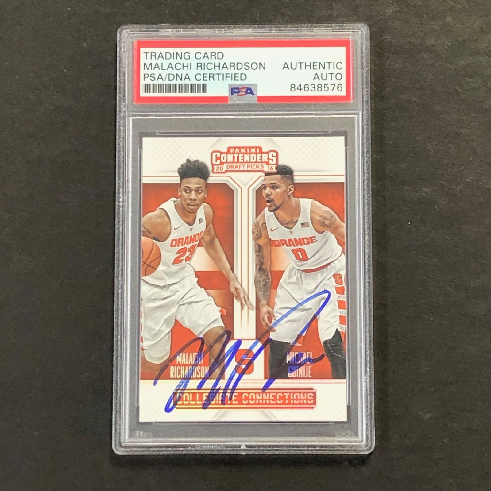 2016-17 Contenders Draft Picks #20 Malachi Richardson Signed Card AUTO PSA Slabb