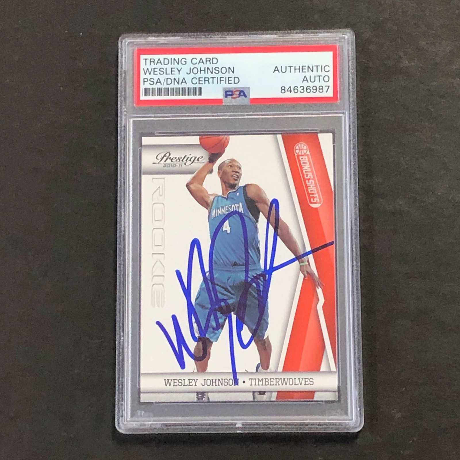 2010-11 Panini Prestige #214 Wesley Johnson Signed Card Auto PSA Slabbed