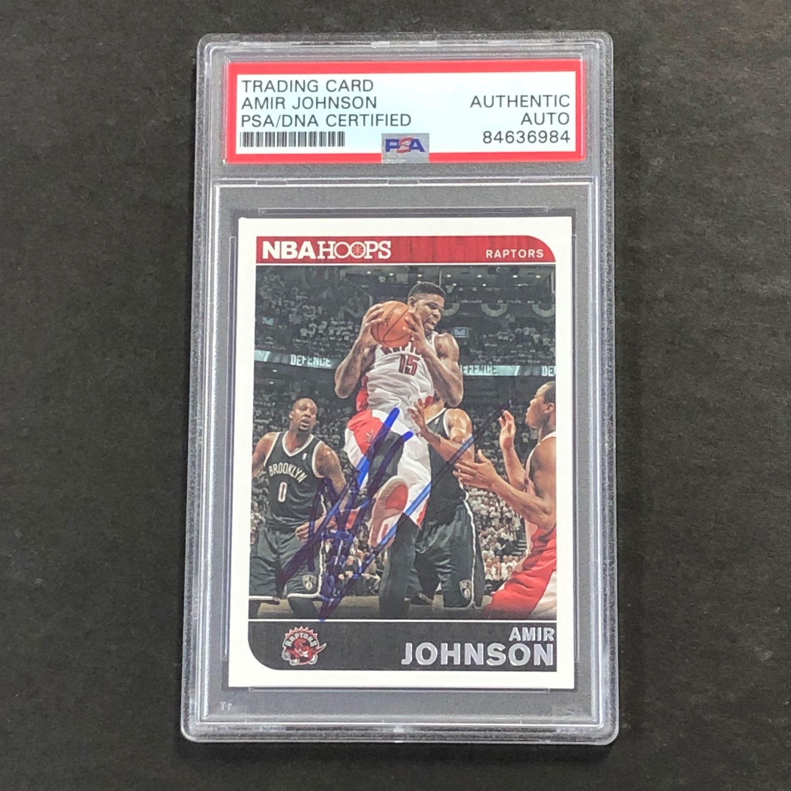 2014-15 NBA Hoops #238 Amir Johnson Signed Card AUTO PSA Slabbed Raptors