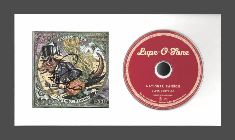 ELVIS COSTELLO SIGNED AUTOGRAPH NATIONAL RANSOM FRAMED CD DISPLAY READY TO HANG!