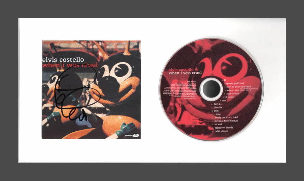 ELVIS COSTELLO SIGNED AUTOGRAPH WHEN I WAS CRUEL FRAMED CD DISPLAY READY TO HANG