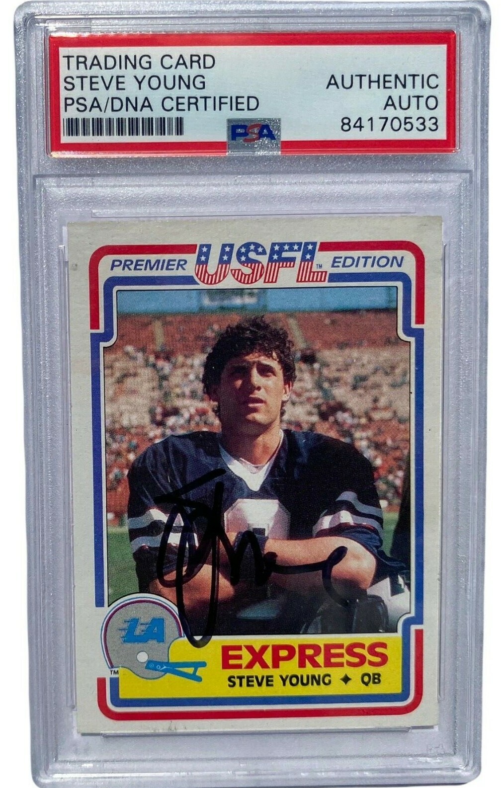 STEVE YOUNG SIGNED 1984 TOPPS USFL #52 ROOKIE CARD AUTO RC 49ERS PSA/DNA !