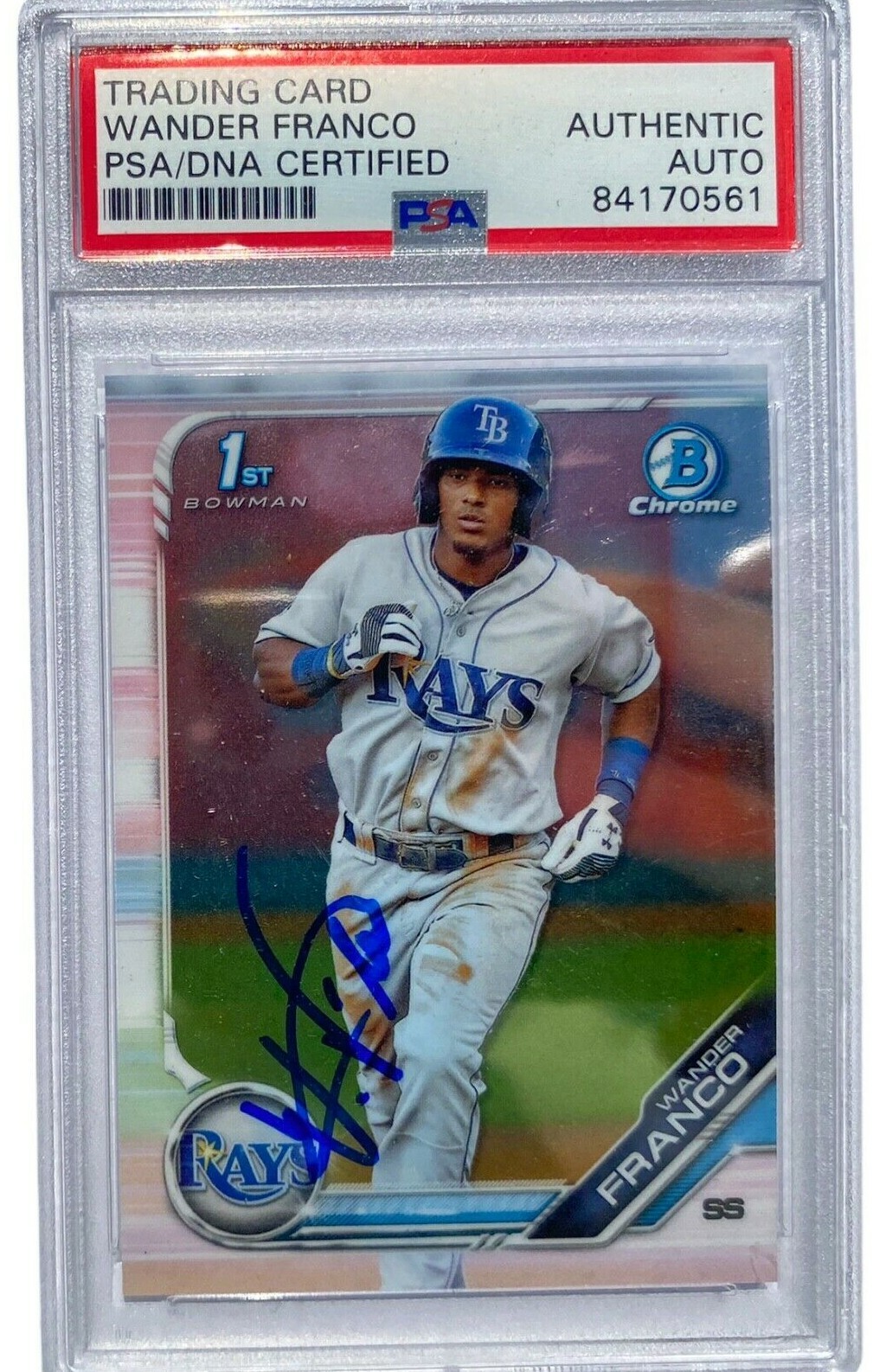 WANDER FRANCO SIGNED 2019 BOWMAN 1ST CHROME ROOKIE CARD RAYS AUTO PSA/DNA ! COLLECTIBLE MEMORABILIA