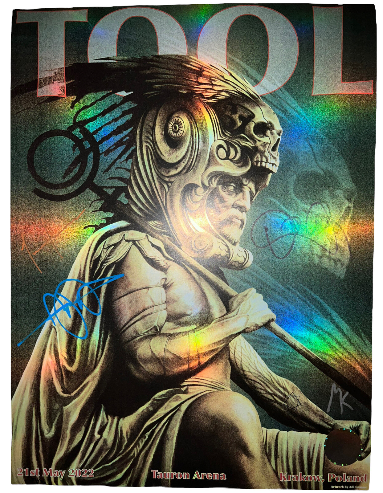 2022 TOOL SIGNED KRAKOW POLAND POSTER CONCERT TOUR 5/21/22 ADI GRANOV /350