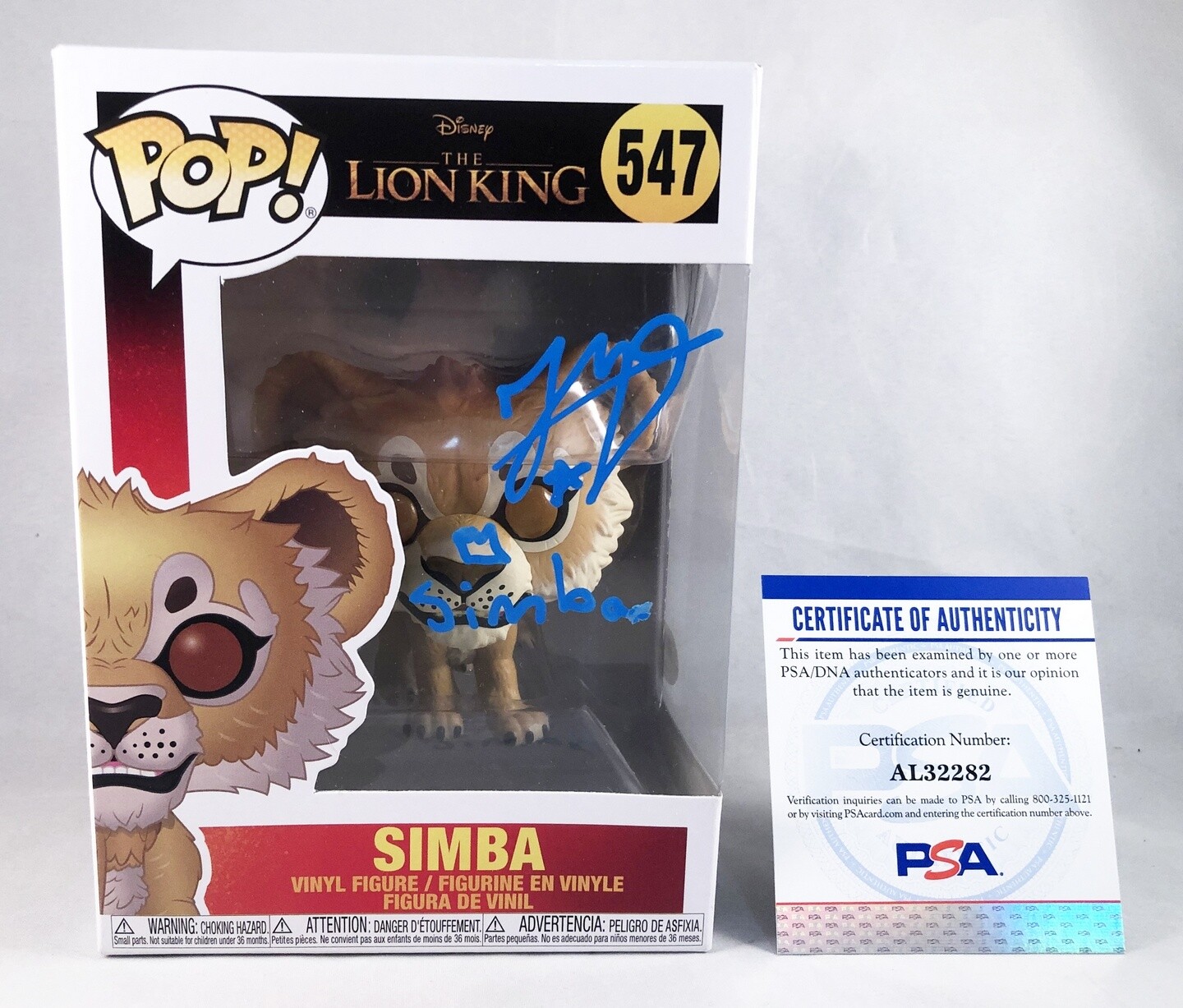 JD McCrary Signed Funko Pop #547 Simba Disneys Lion King COA