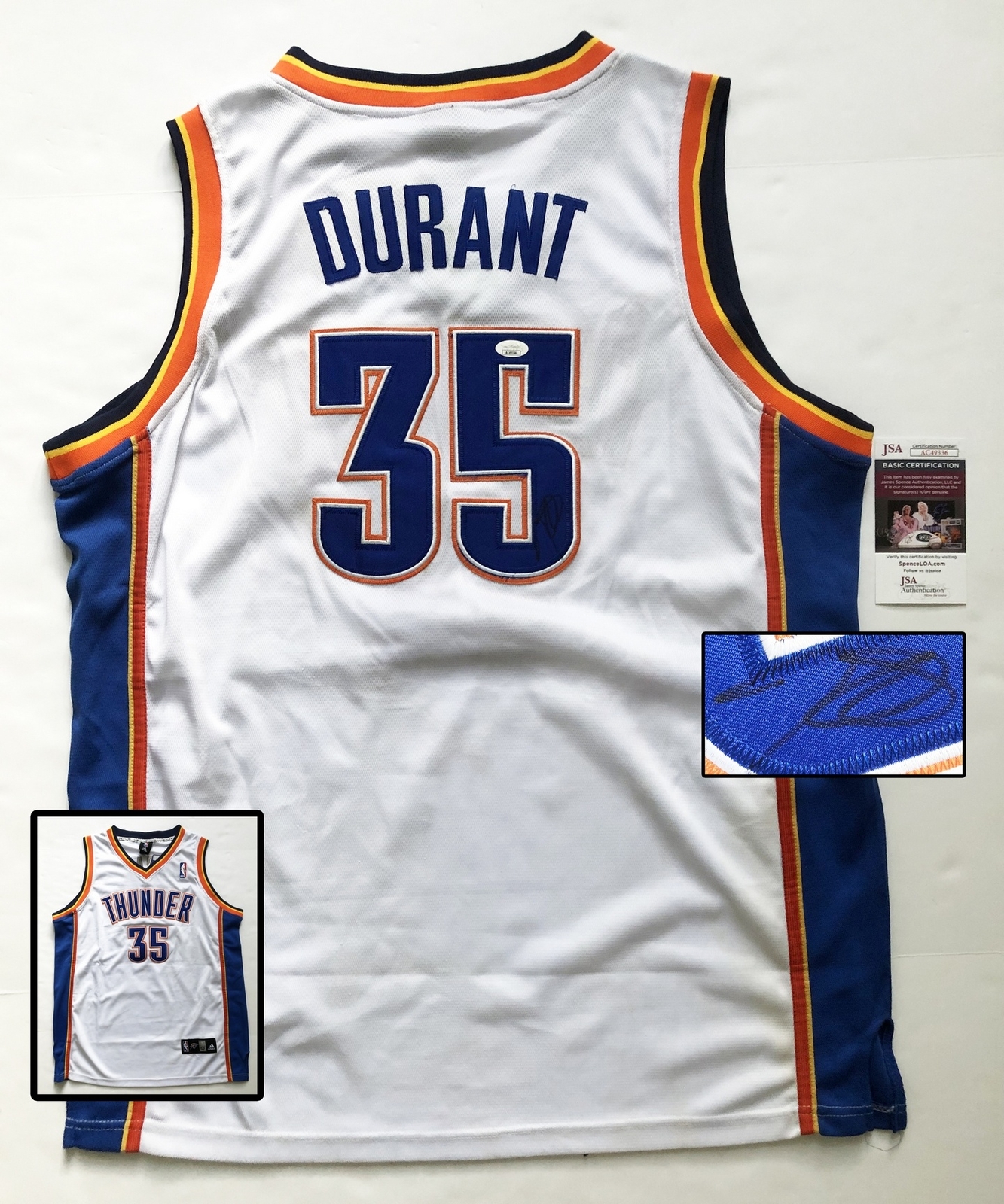 Oklahoma City Thunder Kevin Durant Signed Jersey JSA COA