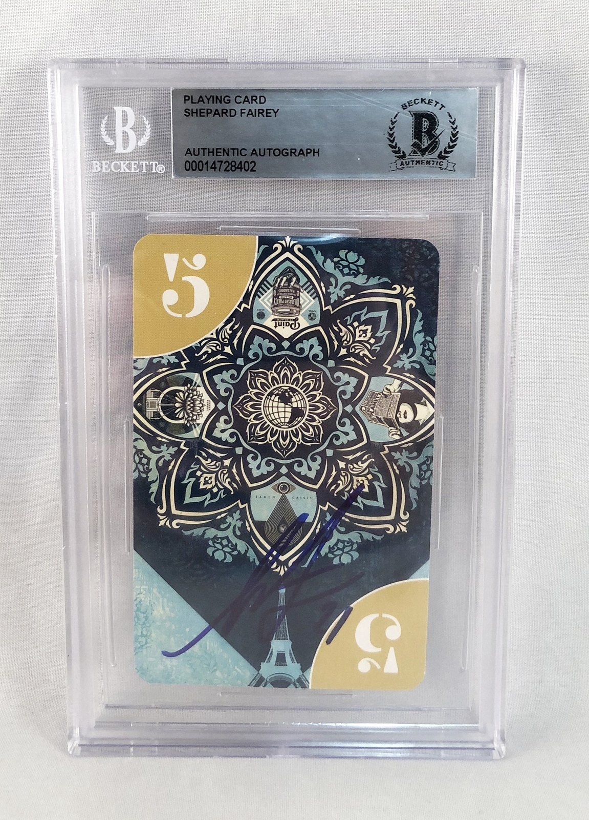 Shepard Fairey Signed Card Uno Limited Edition Beckett BAS 13 COA