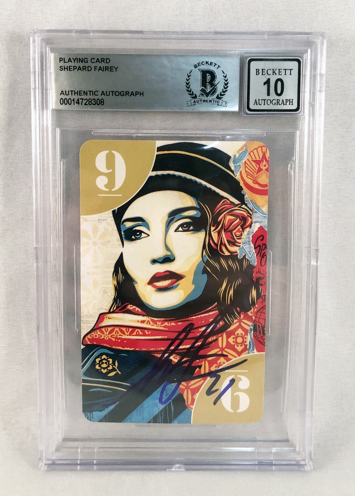 Shepard Fairey Signed Card Uno Limited Edition Beckett GEM 10 COA