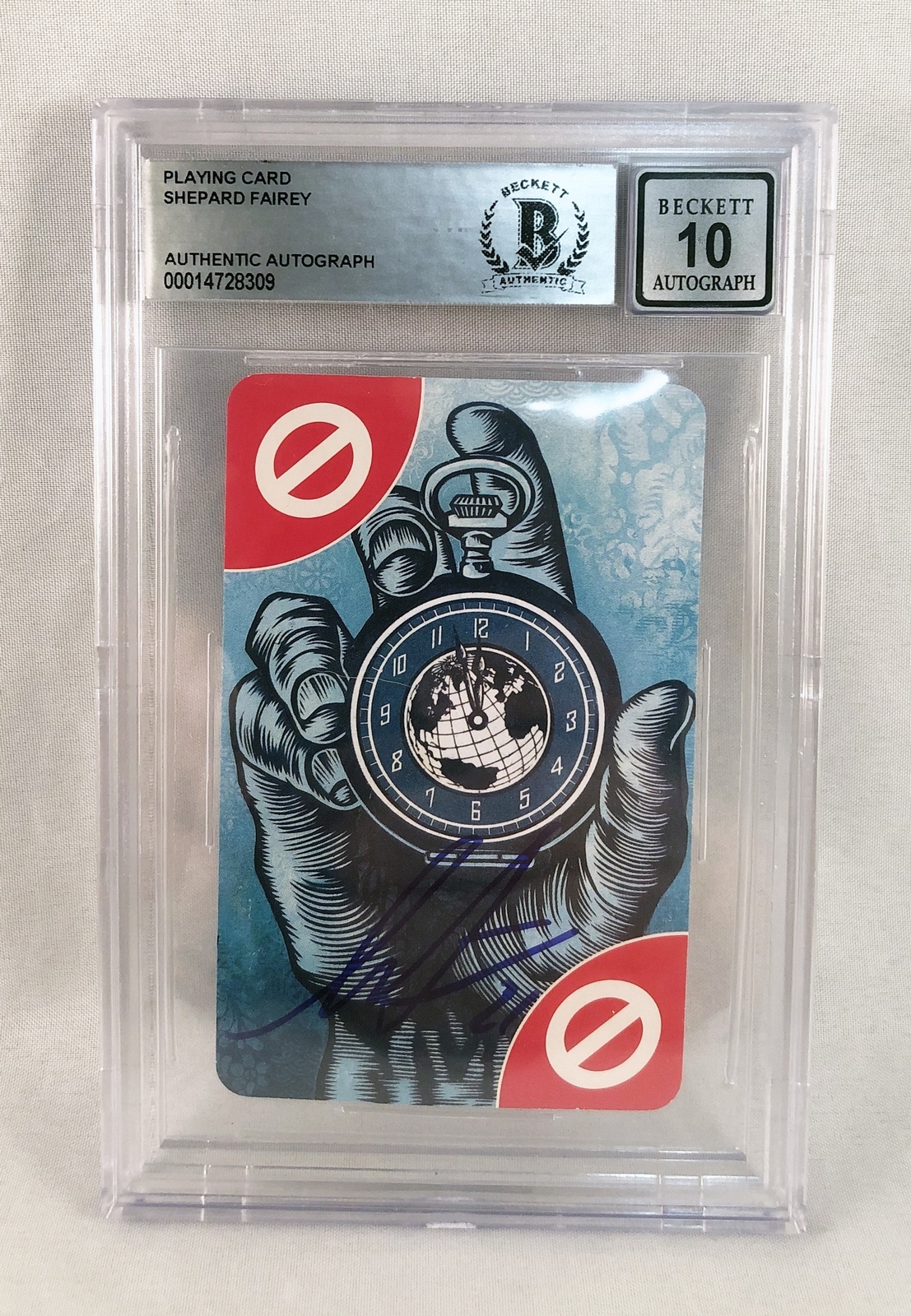 Shepard Fairey Signed Card Uno Limited Edition Beckett BAS GEM 10 COA