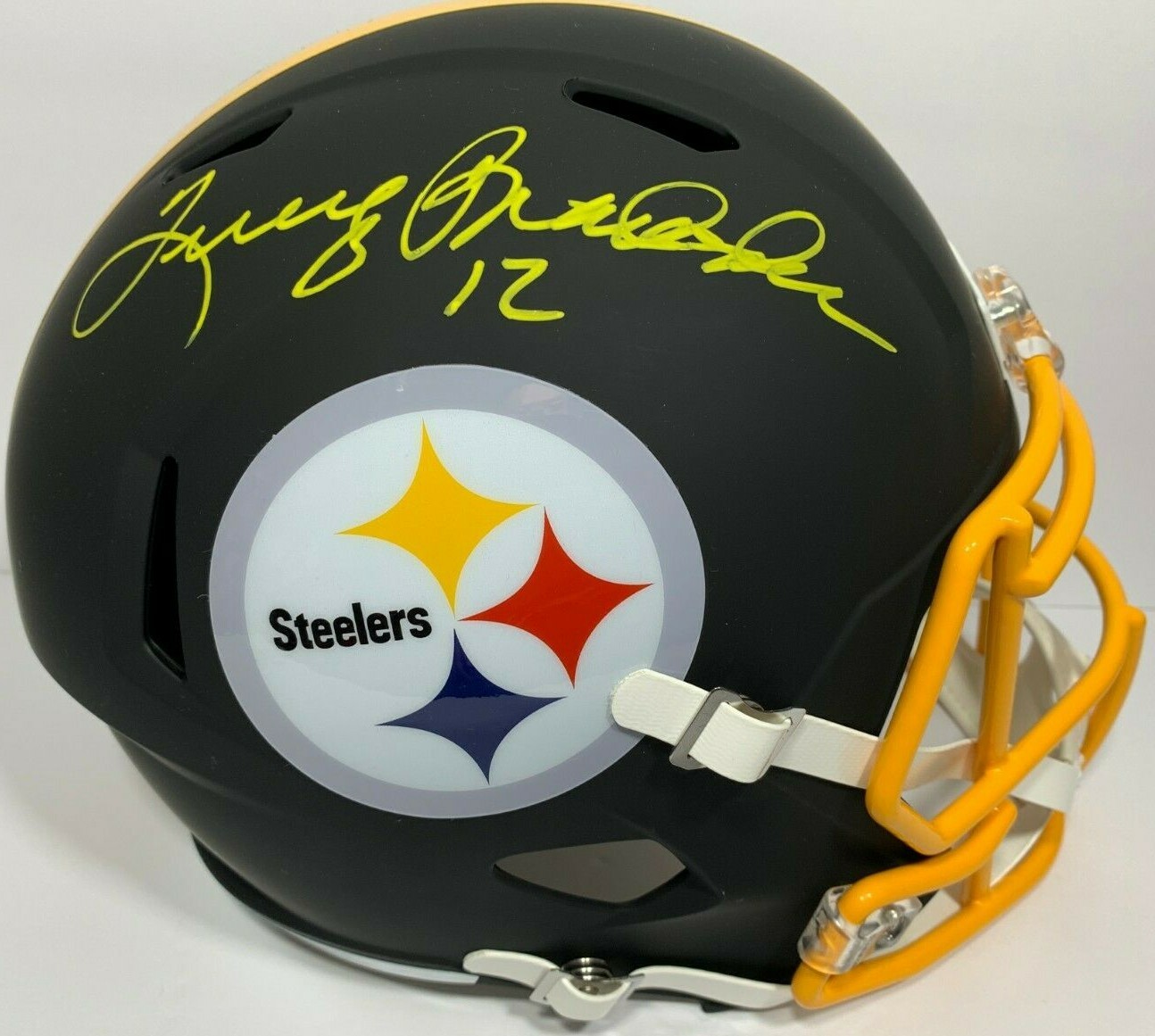 TERRY BRADSHAW SIGNED PITTSBURGH STEELERS BLACK FOOTBALL HELMET F/S PSA/DNA