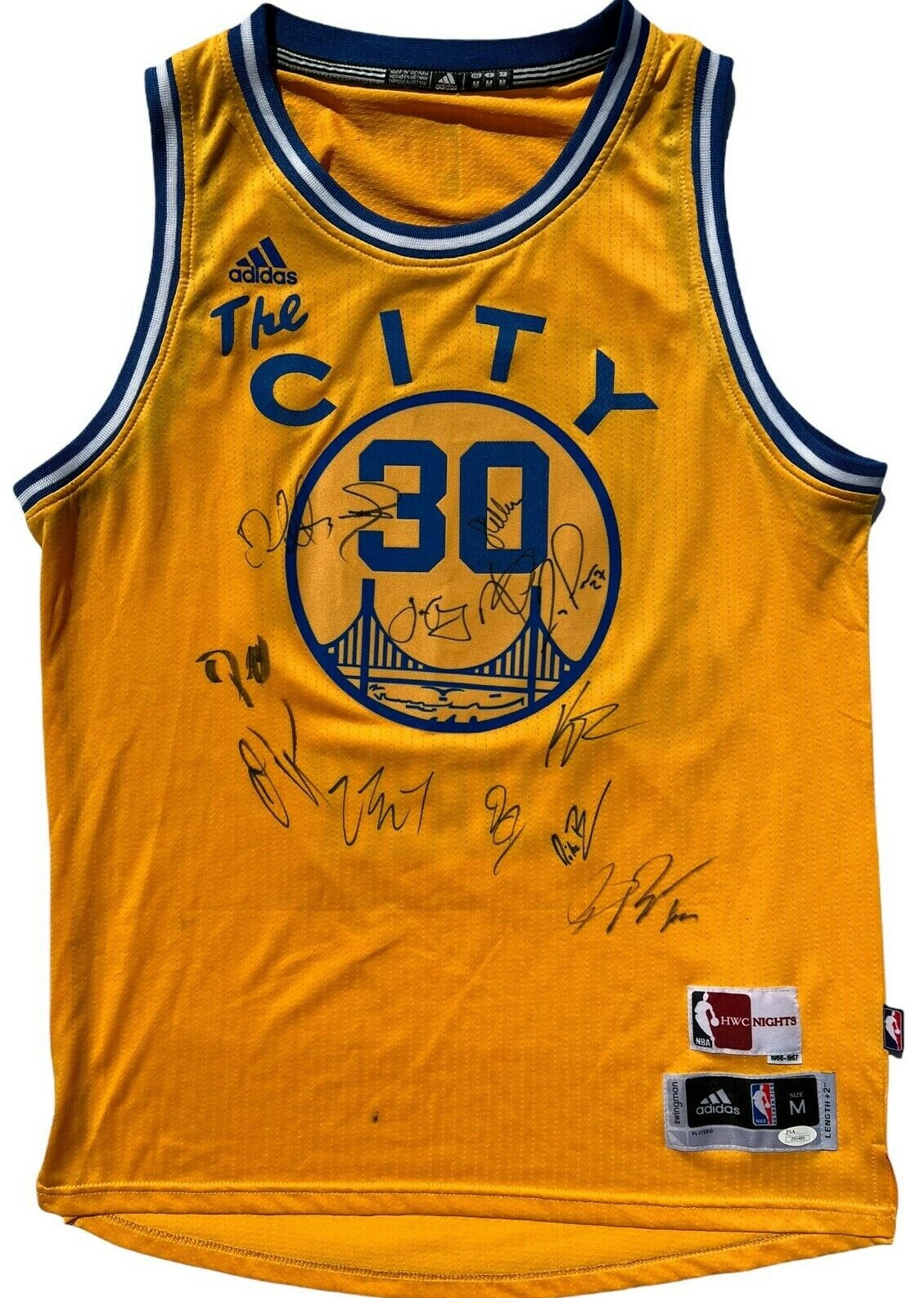 2017-18 GOLDEN STATE WARRIORS TEAM SIGNED BASKETBALL JERSEY STEPHEN CURRY JSA 1
