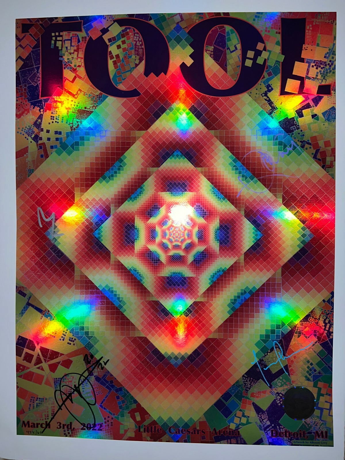 2022 TOOL DETROIT SIGNED POSTER CONCERT TOUR 3/3/22 ALEX ALLYSON GREY /630