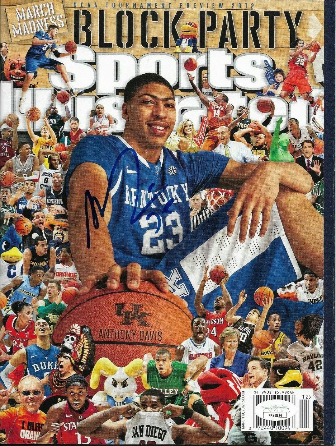 ANTHONY DAVIS SIGNED AUTOGRAPHED SPORTS ILLUSTRATED BASKETBALL MAGAZINE JSA COLLECTIBLE MEMORABILIA