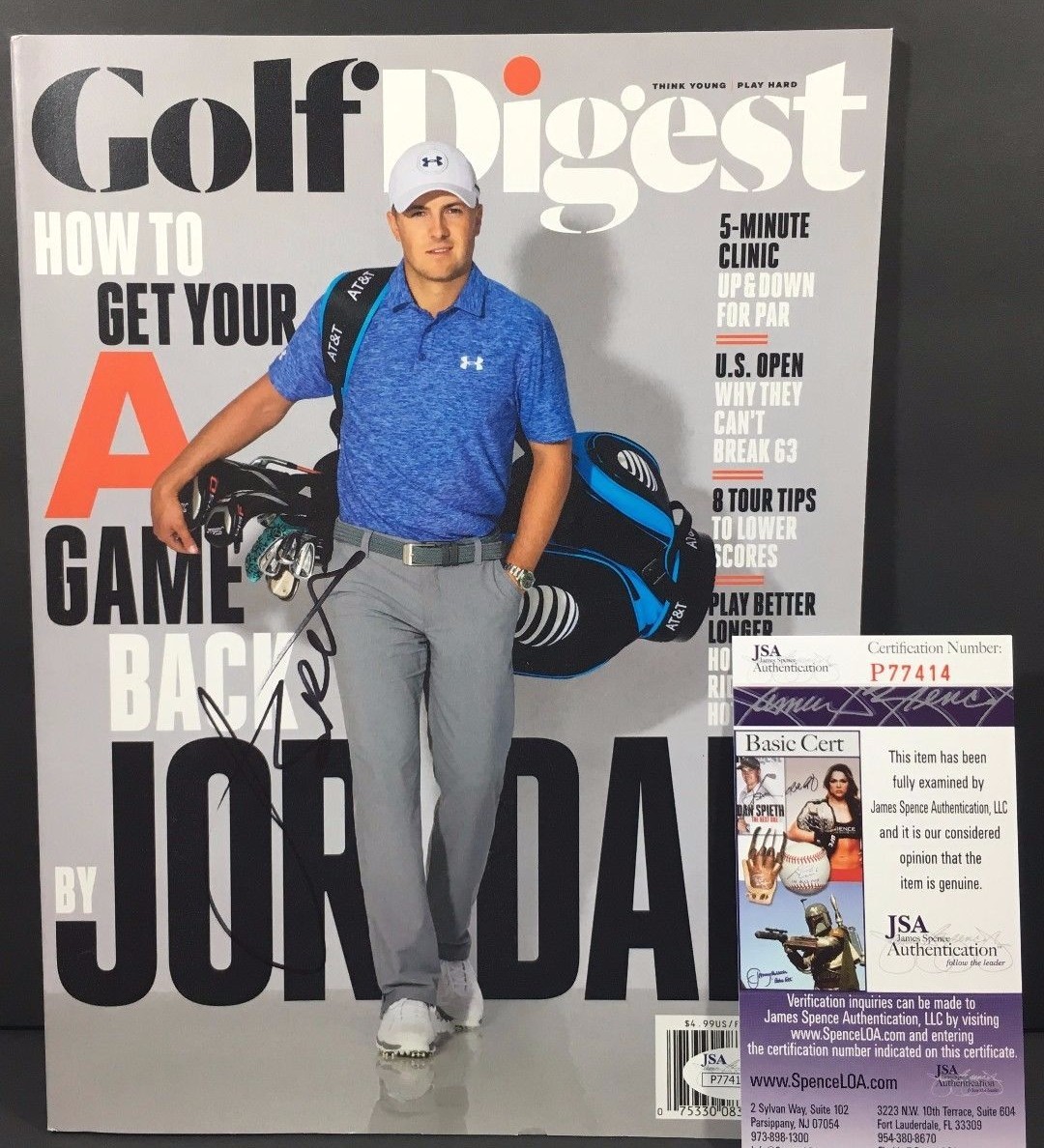 JORDAN SPIETH SIGNED AUTOGRAPHED MAGAZINE GOLF DIGEST MASTERS PGA US RYDER JSA