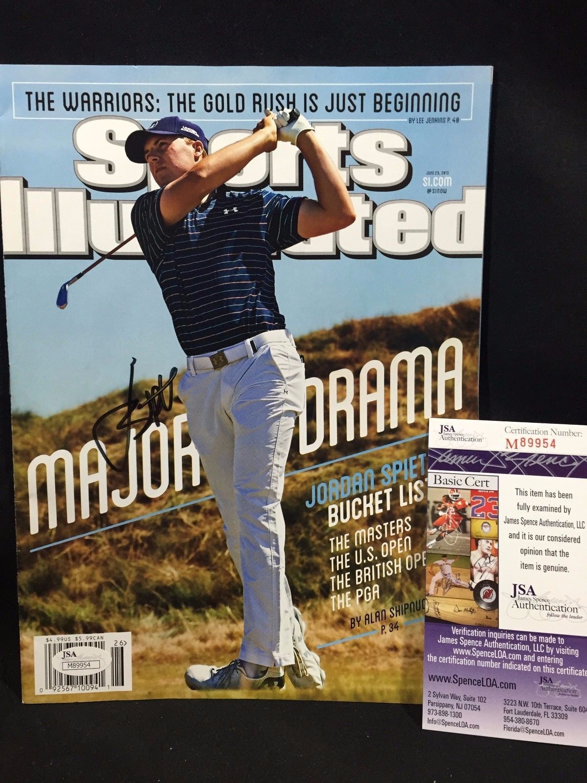 JSA JORDAN SPIETH SIGNED AUTOGRAPHED MAGAZINE GOLF PGA OPEN SPORTS ILLUSTRATED
