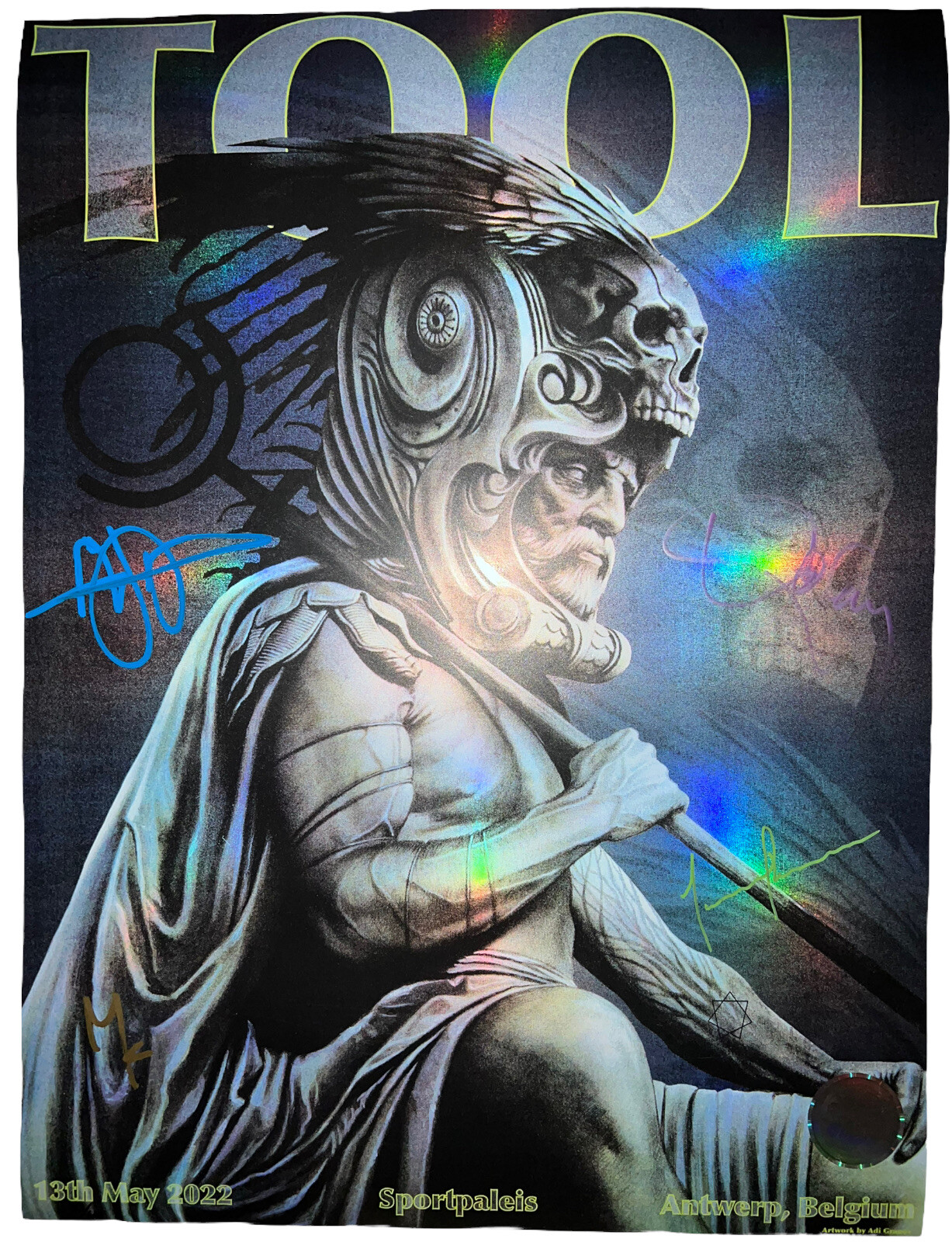 2022 TOOL SIGNED ANTWERP BELGIUM POSTER CONCERT TOUR 5/13/22 ADI GRANOV /600