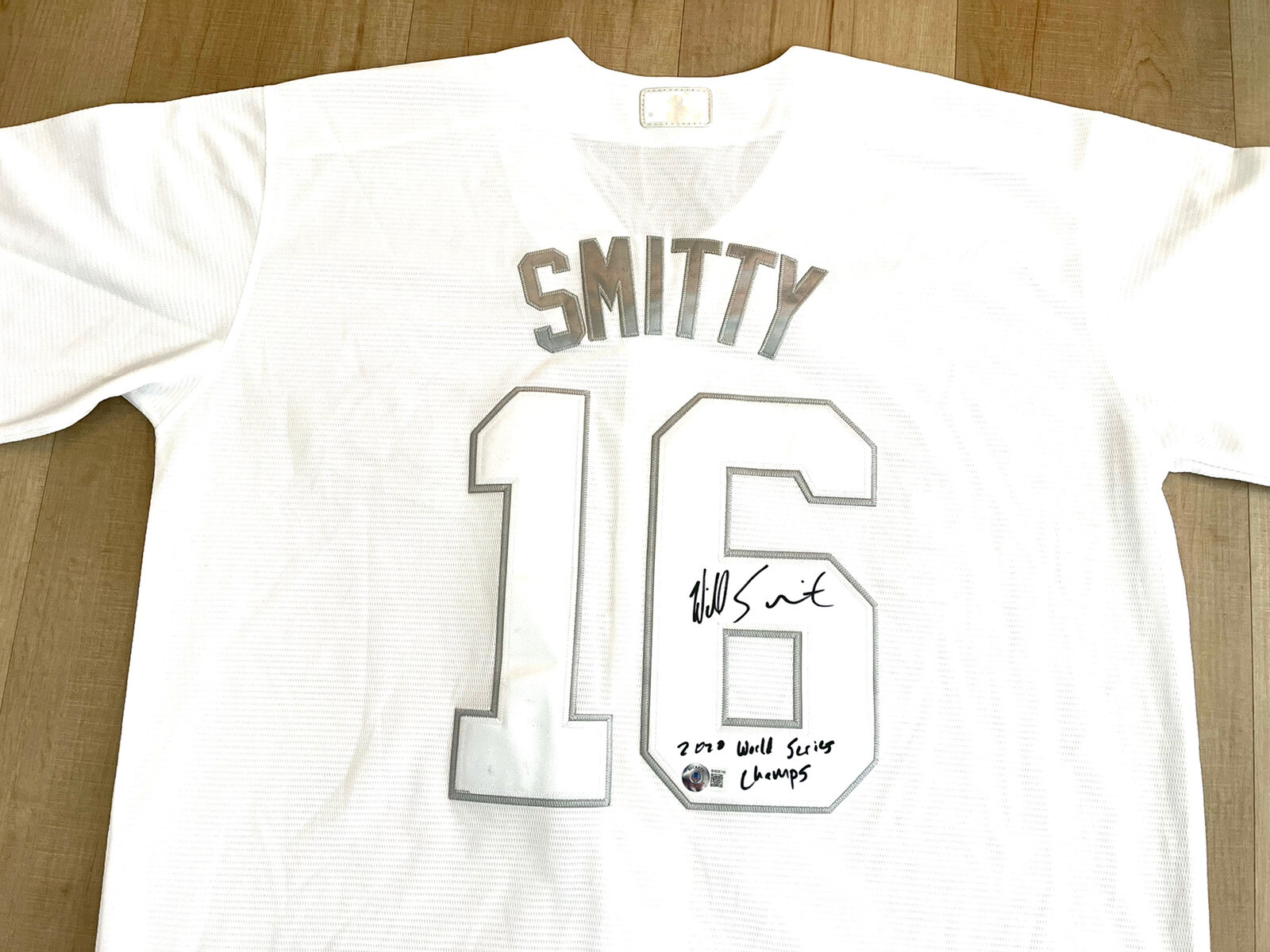 Will Smith Hand Signed Los Angeles Dodgers Nick Name Smitty Jersey BAS CERT