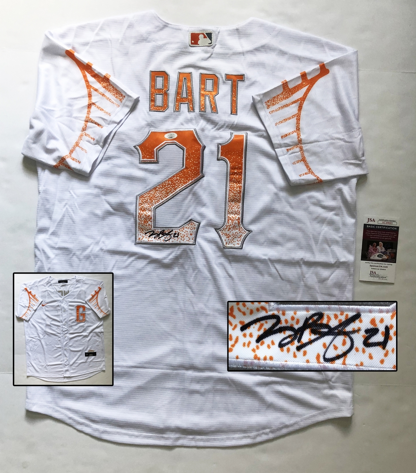 San Francisco Giants Joey Bart Signed Jersey JSA COA