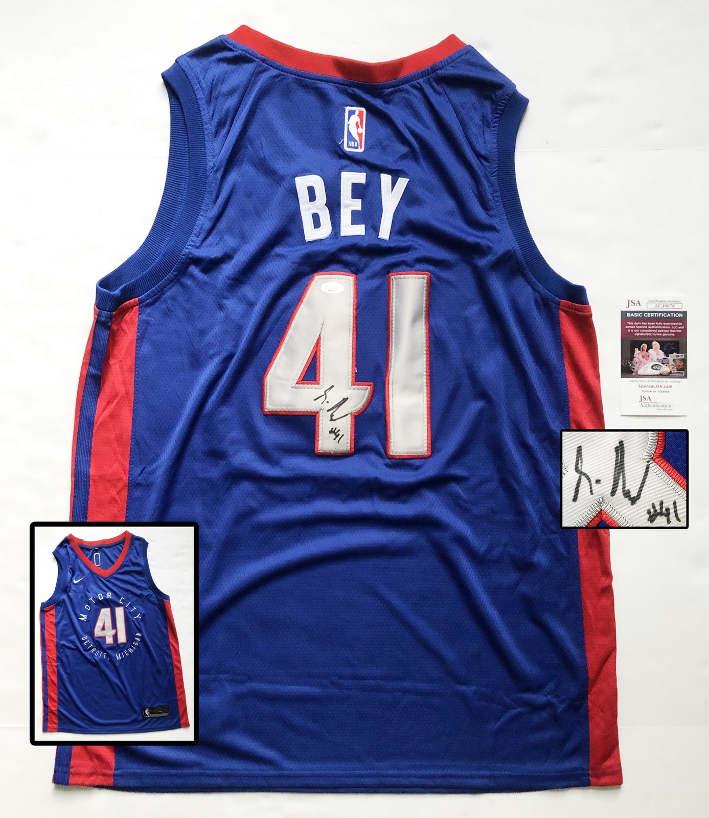 Detroit Pistons Saddiq Bey Signed Jersey JSA COA