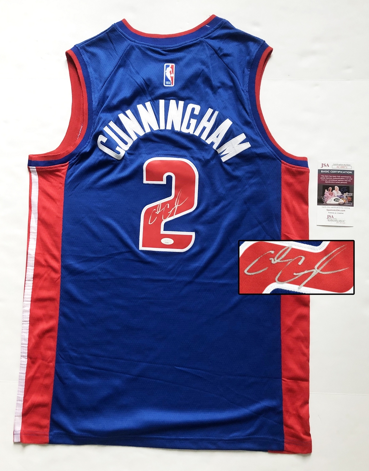 Detroit Pistons Cade Cunningham Signed Jersey JSA COA