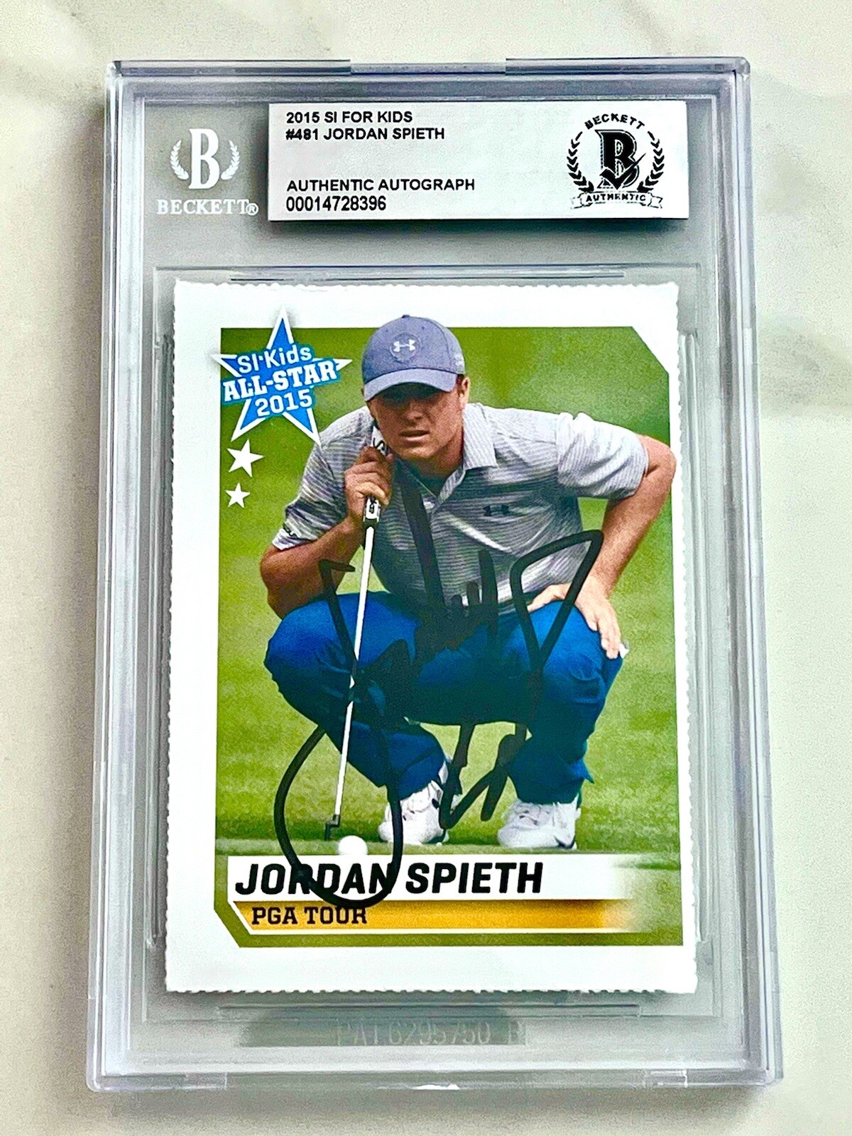 JORDAN SPIETH HAND SIGNED SI FOR KIDS ROOKIE CARD SLABBED BAS BECKETT CERTIFIED