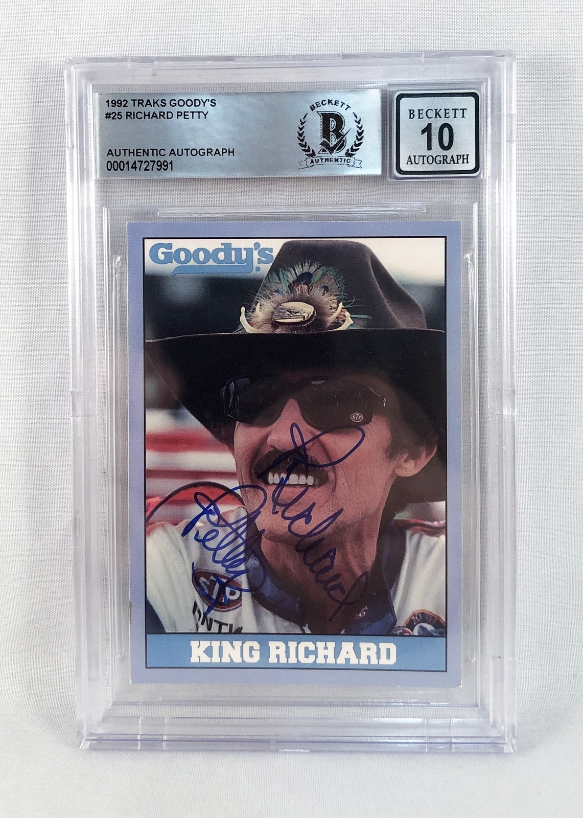 Race Car Driver Richard Petty Signed Card Beckett BAS 1992 Tracks Goodys #25 COA