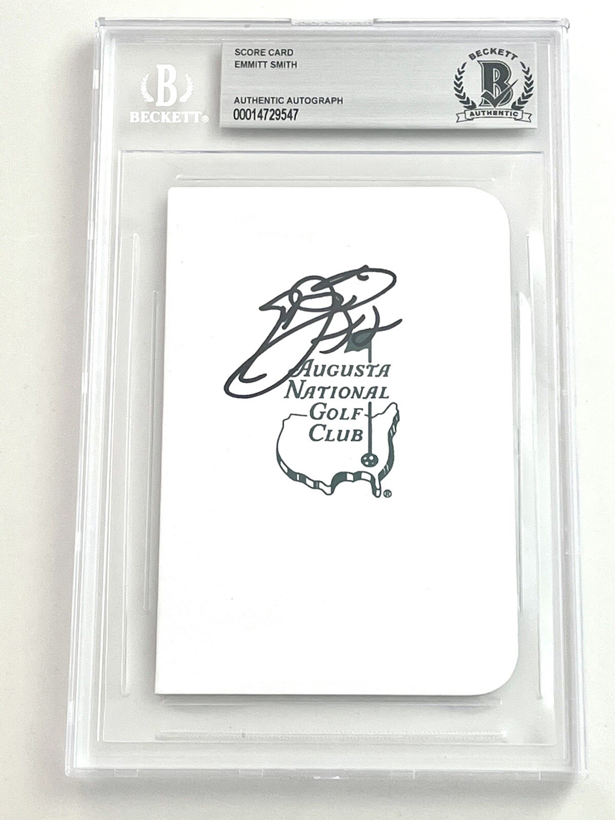 Emmitt Smith Signed Masters Scorecard Dallas Cowboys HOF PGA Beckett Slabbed BAS