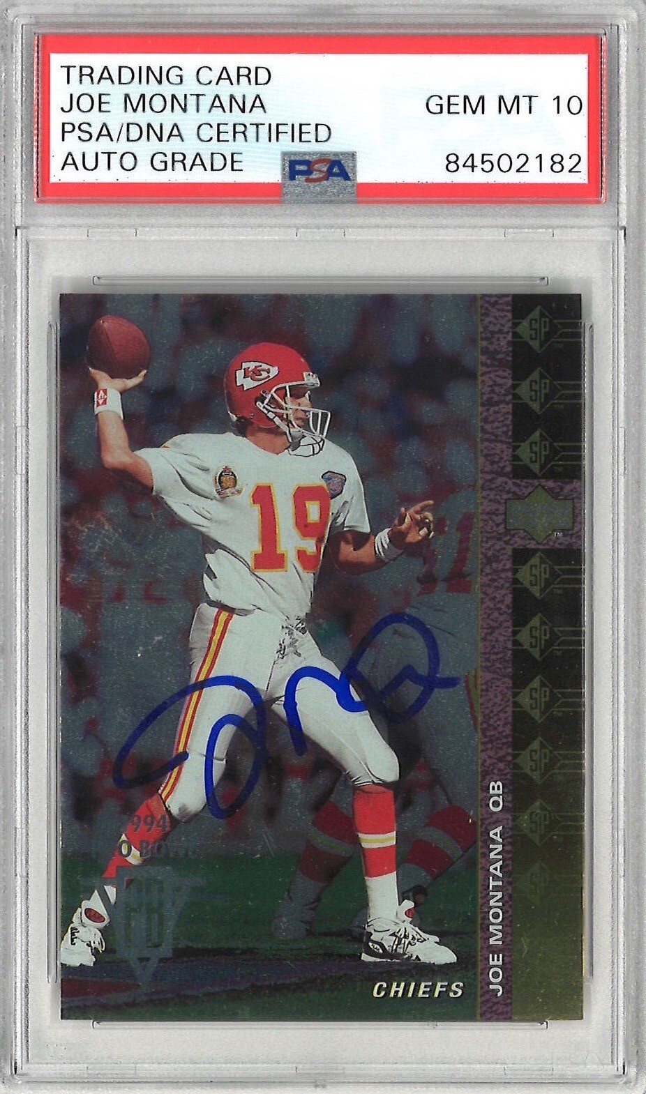 Joe Montana Signed 1994 SP Trading Card PSA DNA 84502182 GEMM MINT 10 AUTO