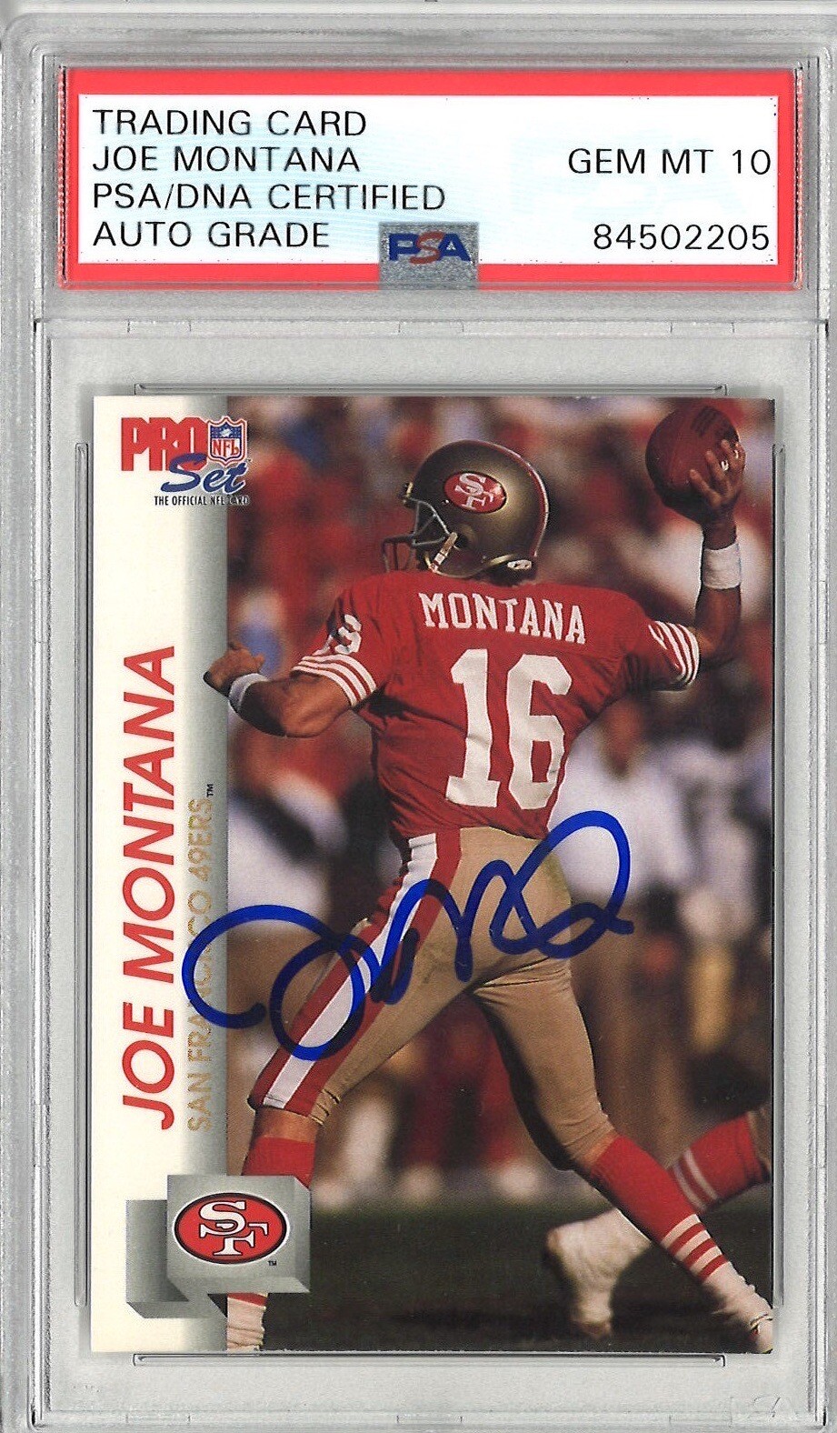 Joe Montana Signed 1992 Pro Set Card PSA DNA 84502205 GEM MINT 10 AUTO