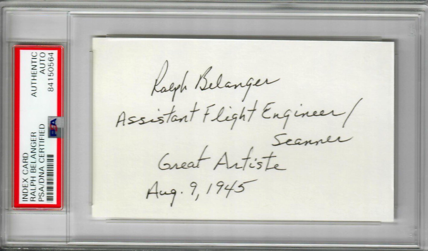 RALPH BELANGER SIGNED INDEX CARD PSA DNA 84150564 (D) BOCKSCAR GREAT ARTISTE