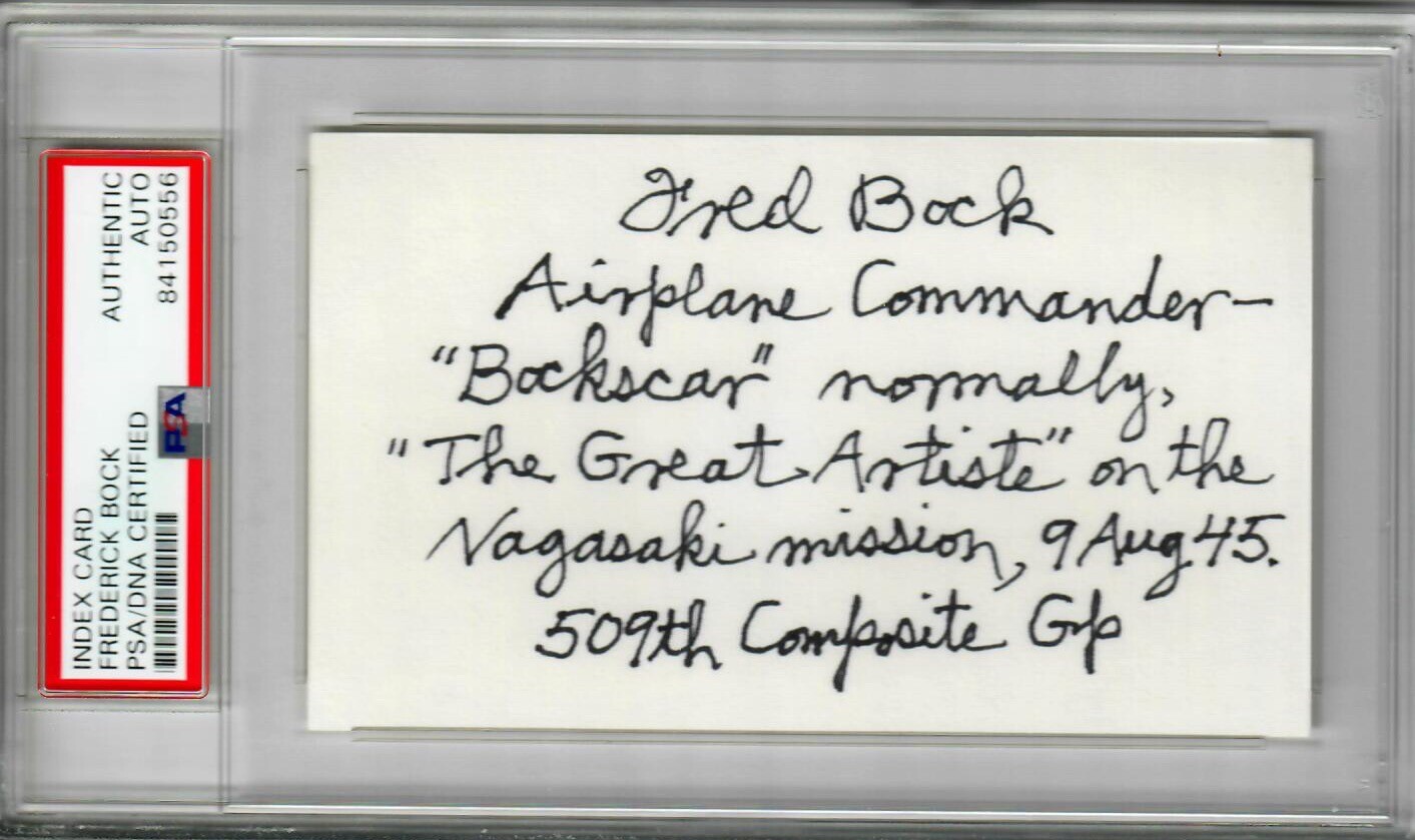 FREDERICK BOCK SIGNED INDEX CARD PSA DNA 84150556 (D) GREAT ARTISTE 8/9/45