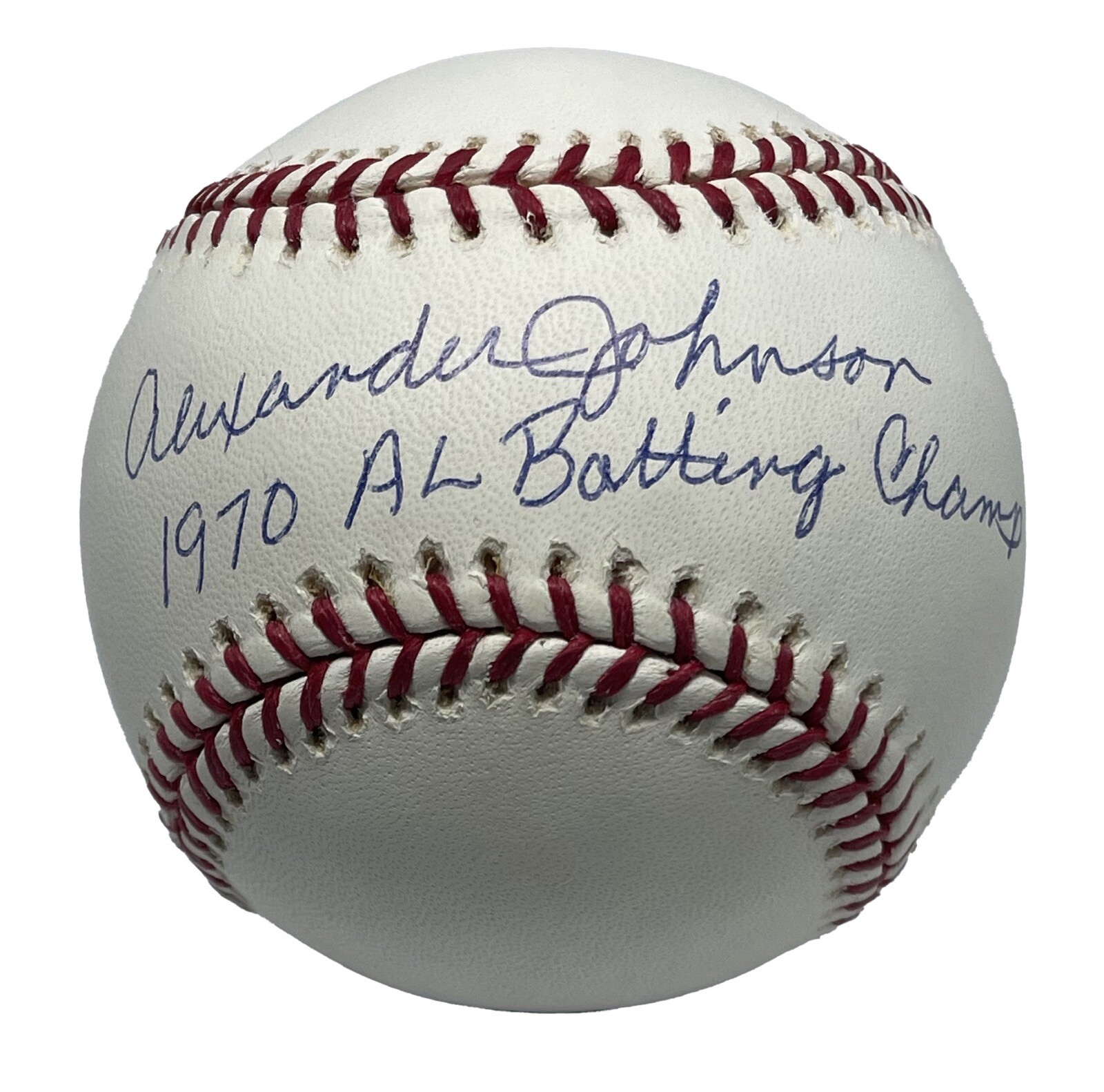 Alexander Johnson Signed Baseball AIV AA21974 w/ 1970 AL Batting Champ Inscribed