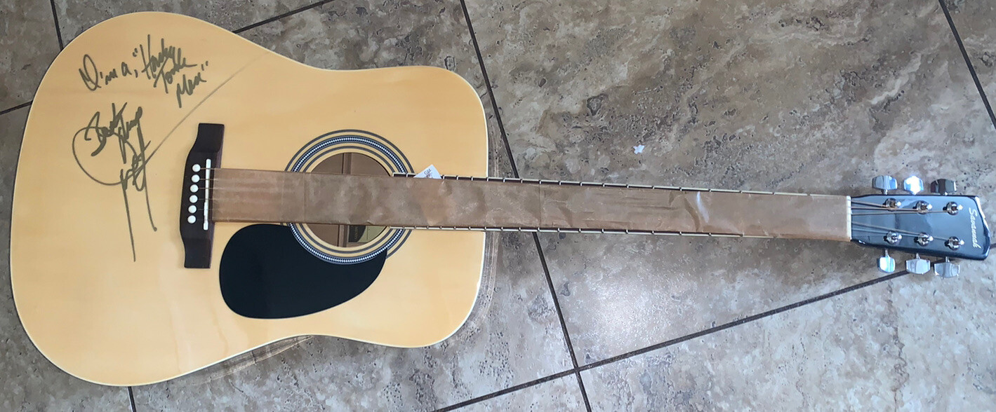 DWIGHT YOAKAM SIGNED GUITAR HONKY TONK MAN SONG TITLE LYRICS PSA CERTIFIED COLLECTIBLE MEMORABILIA