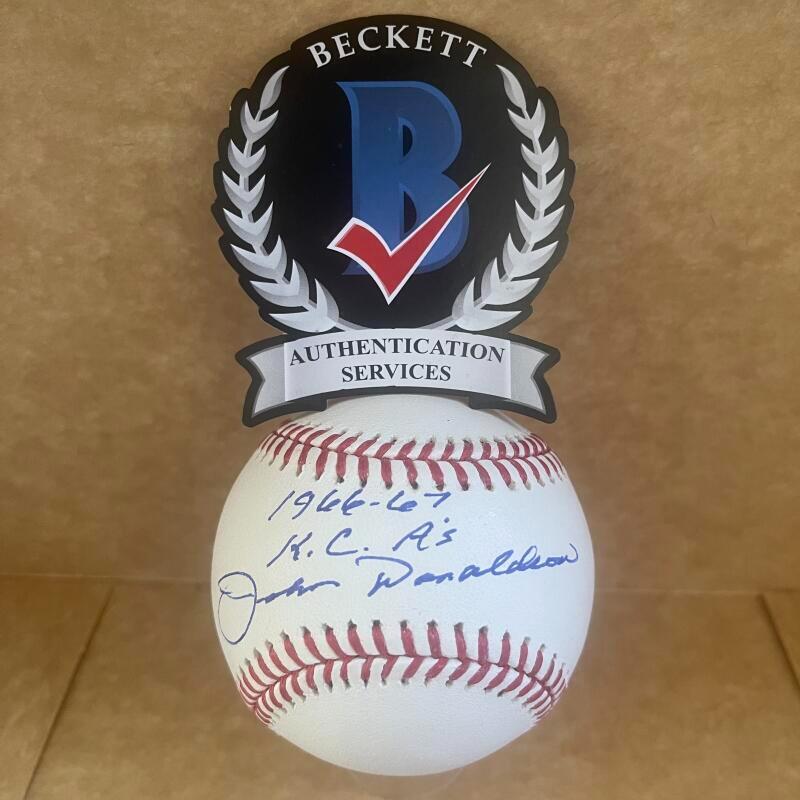 JOHN DONALDSON 1966-67 K.C. A'S SIGNED AUTO M.L. BASEBALL BAS AUTHENTICATED