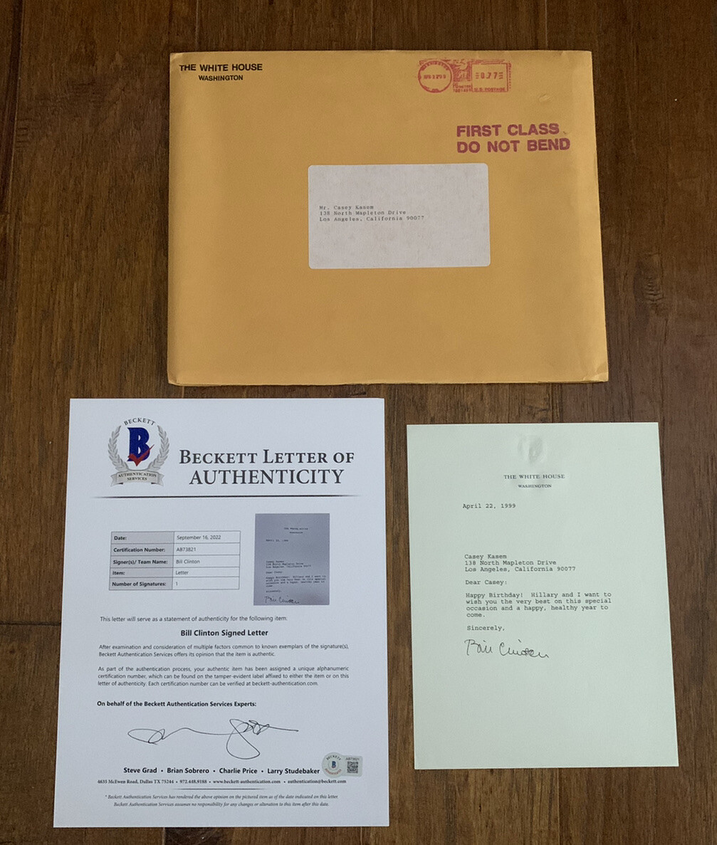 Bill Clinton Signed Autograph 1999 Birthday Letter To Casey Kasem BAS Certified