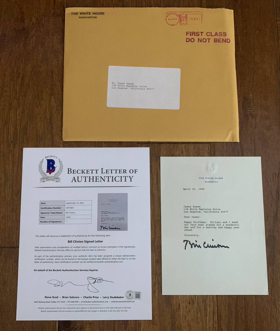 Bill Clinton Signed Autograph 1996 Birthday Letter To Casey Kasem BAS Certified