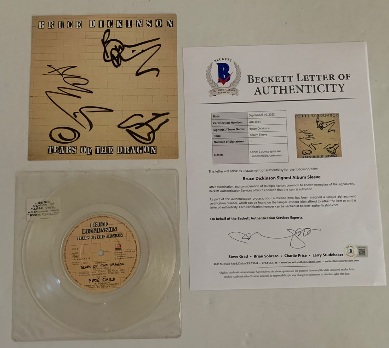 Bruce Dickinson & Solo Band Iron Maiden Signed Auto'd 7