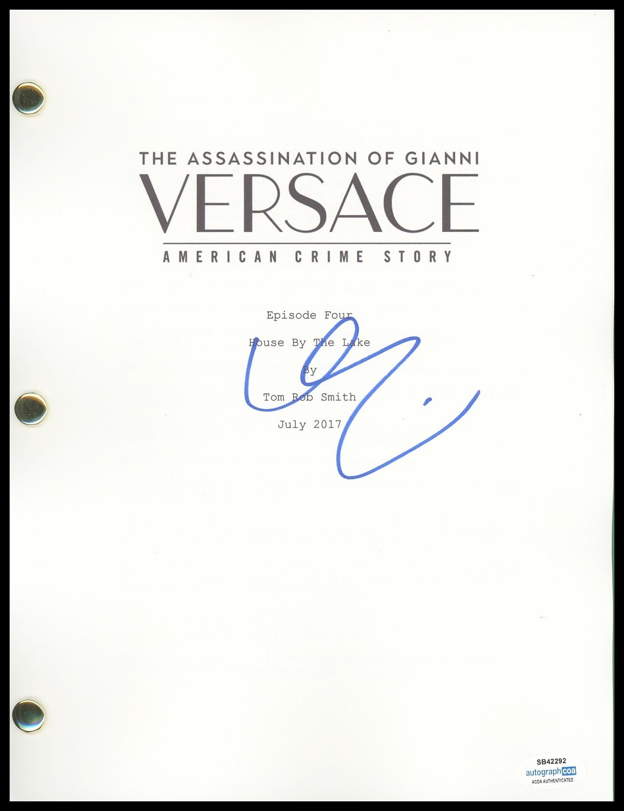 DARREN CRISS “THE ASSASSINATION OF GIANNI VERSACE” AUTOGRAPH SIGNED SCRIPT ACOA COLLECTIBLE MEMORABILIA