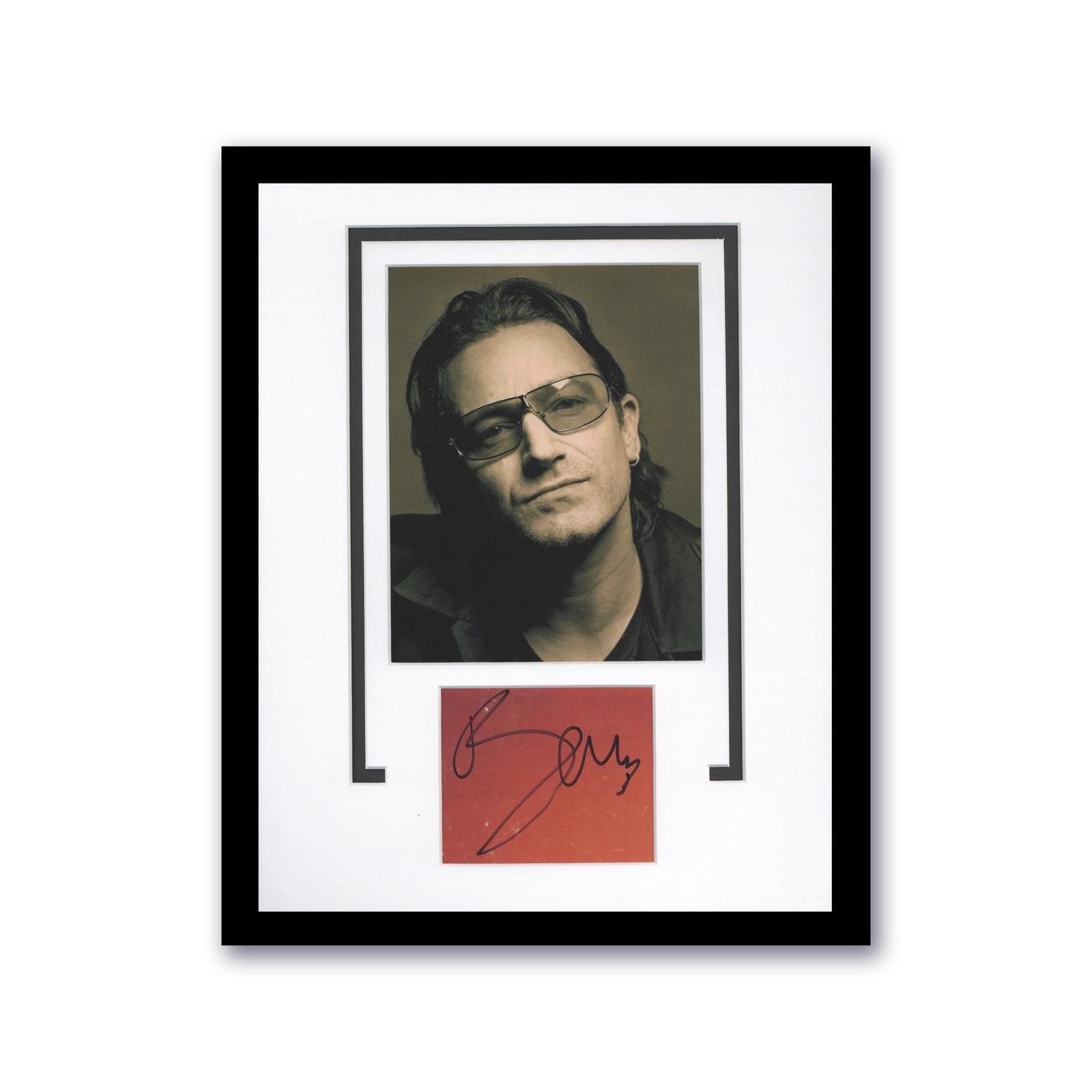 Bono U2 Autograph SIGNED Photo Custom Framed 11x14 Matted Display ACOA