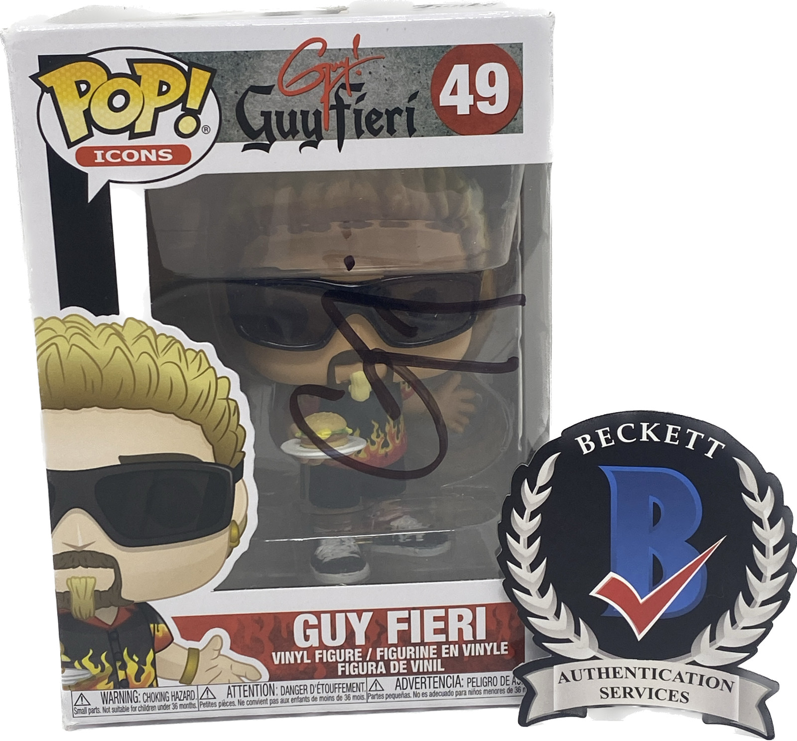 Guy Fieri Signed Autographed Funko Pop Figure #49 Flavortown Chef Beckett COA