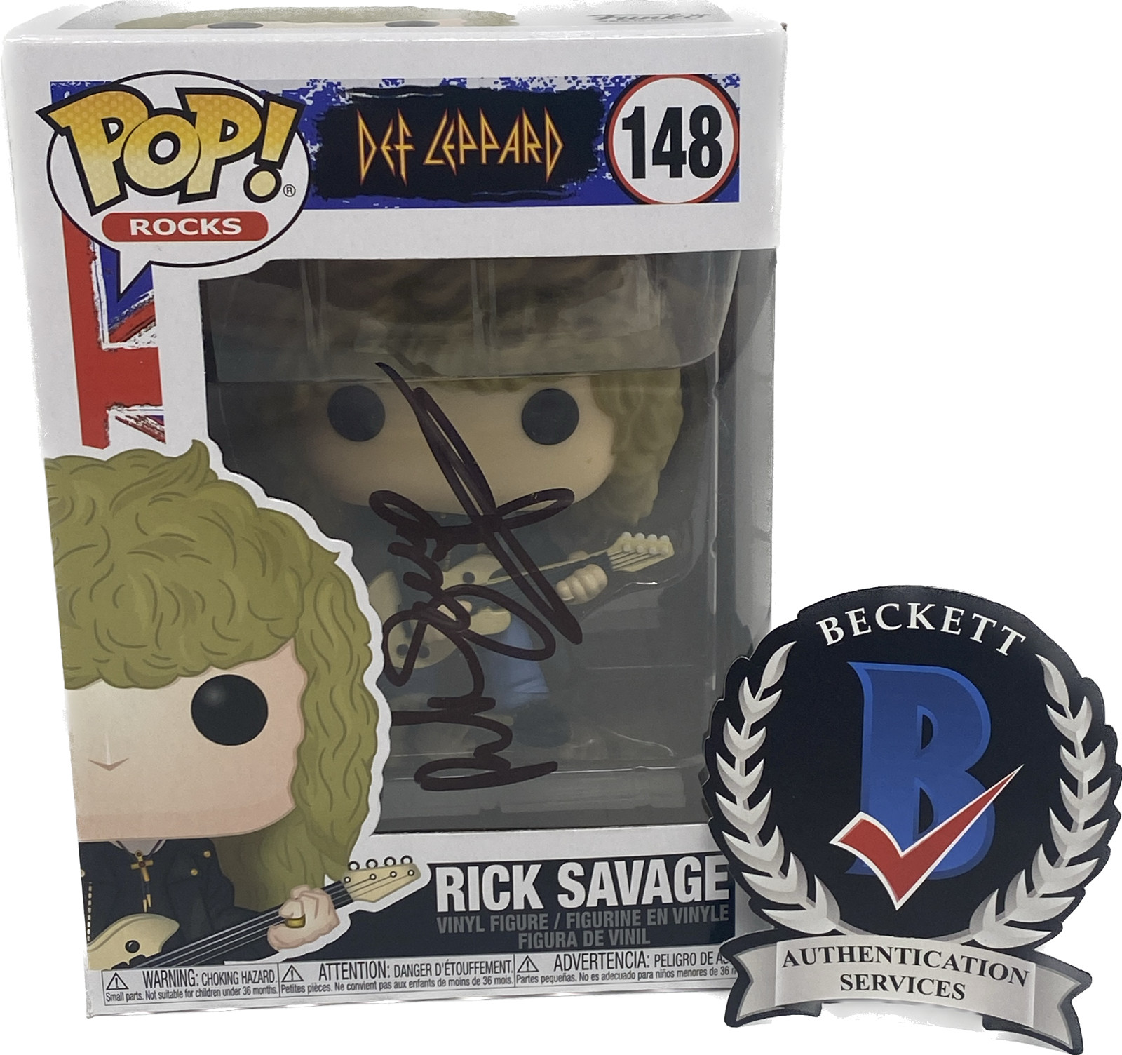 Rick Savage Signed Autographed Def Leppard Funko Pop Rocks Figure Beckett COA