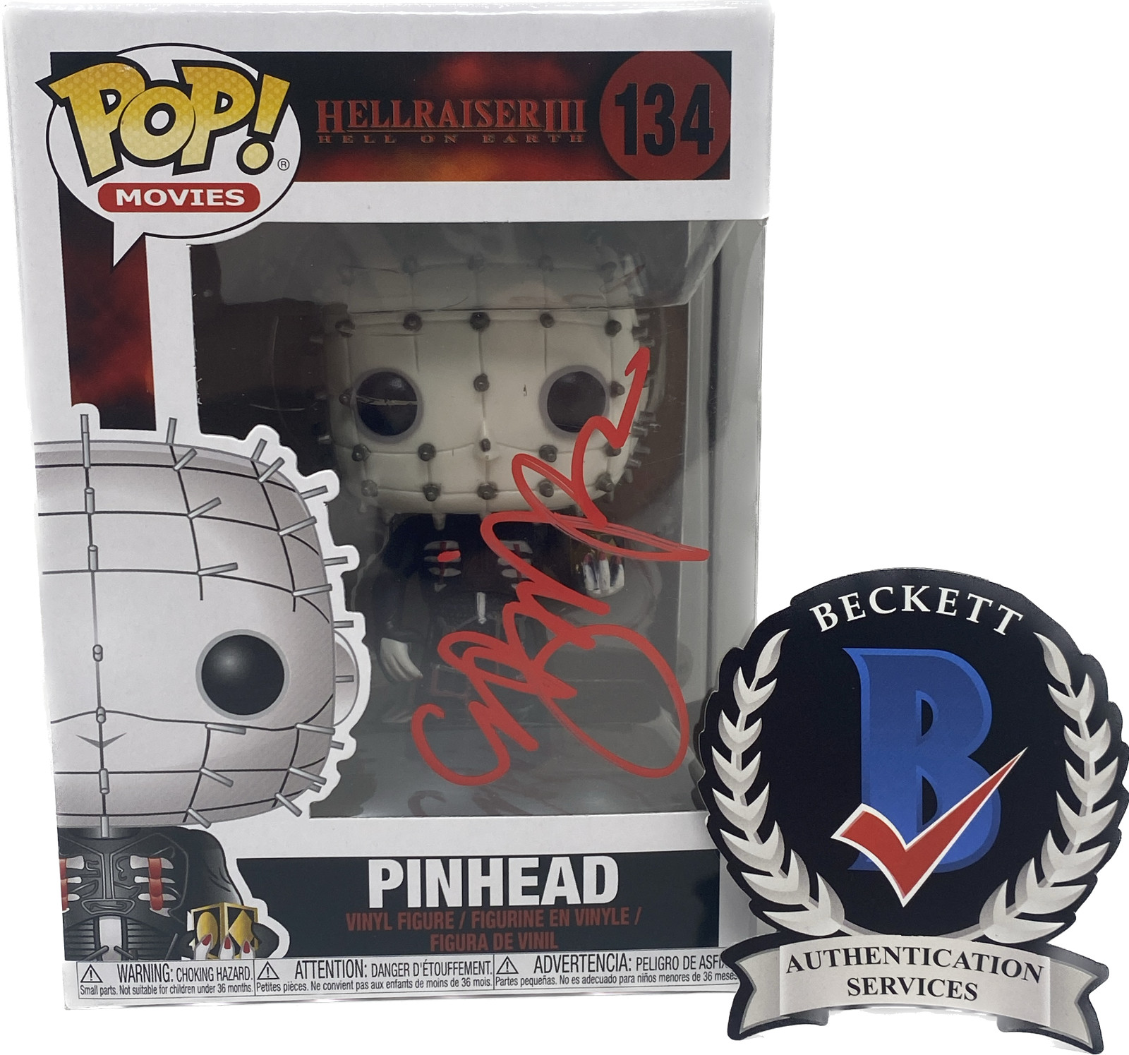 Clive Barker Signed Autographed Pinhead Funko Pop Hellraiser Figure Beckett COA