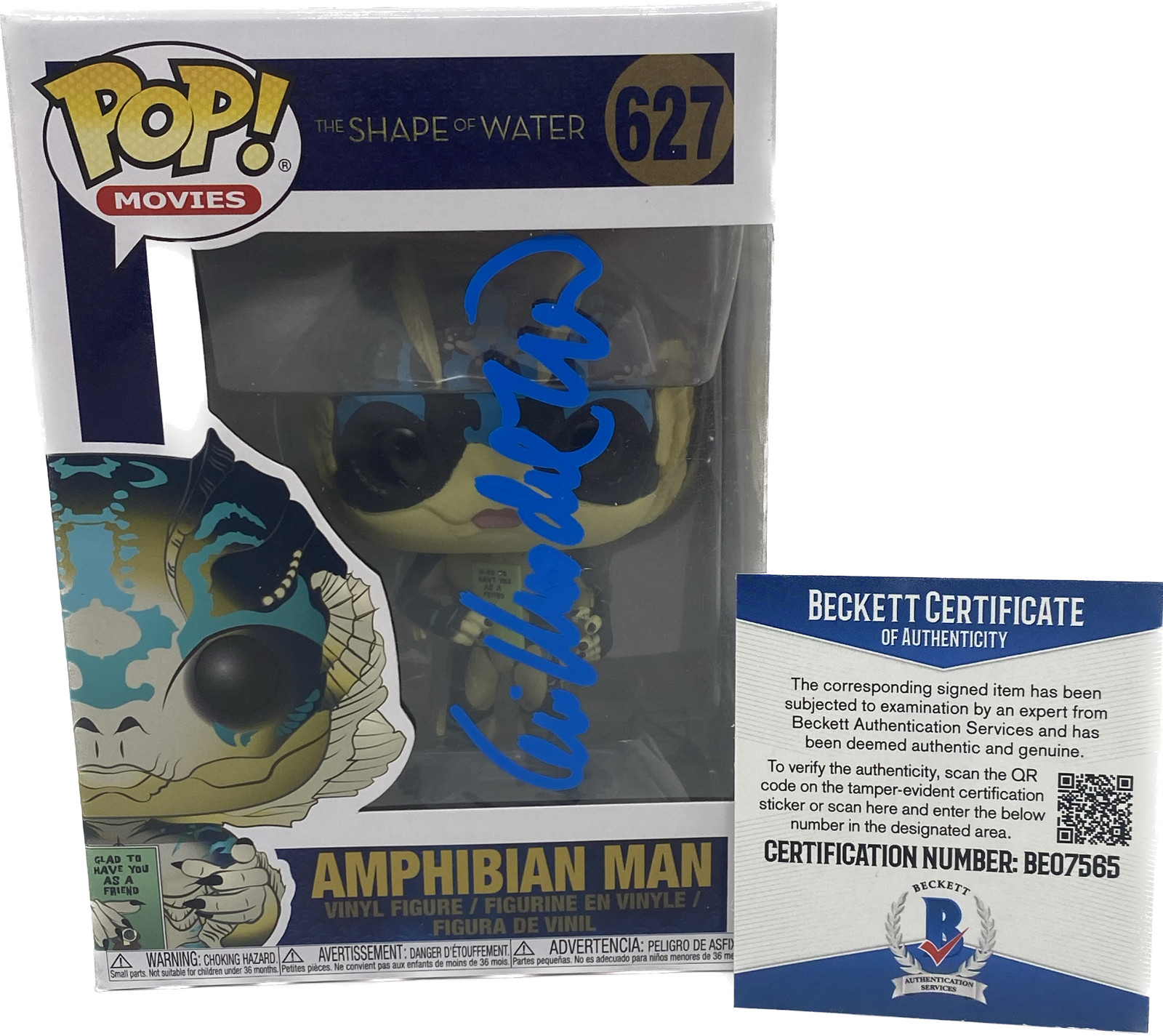 Guillermo Del Toro Signed Amphibian Man Funko Pop The Shape of Water Beckett COA