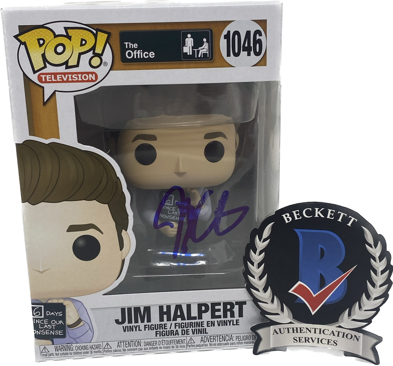 John Krasinski Signed Funko Pop Figure Jim Halpert The Office 1046 Beckett COA